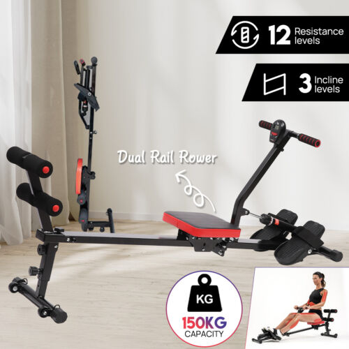 Rowing Machine Rower Resistance Exercise Fitness Gym Home Cardio - Picture 13 of 13