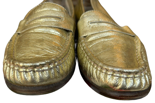 Zapatos Mocasines SAS Wink Metálicos Cuero Dorado Cómodos Penny Para Mujer 7.5 M - Imagen 8 de 16