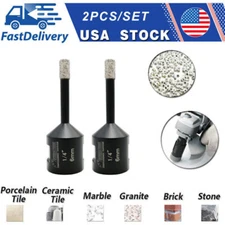 2 x 6mm 1/4" Diamond Dry Drill Bits Tile Ceramic Marble Core Hole Saw Cutter