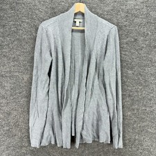 Dana Buchman Cardigan Women L Large Gray Open...