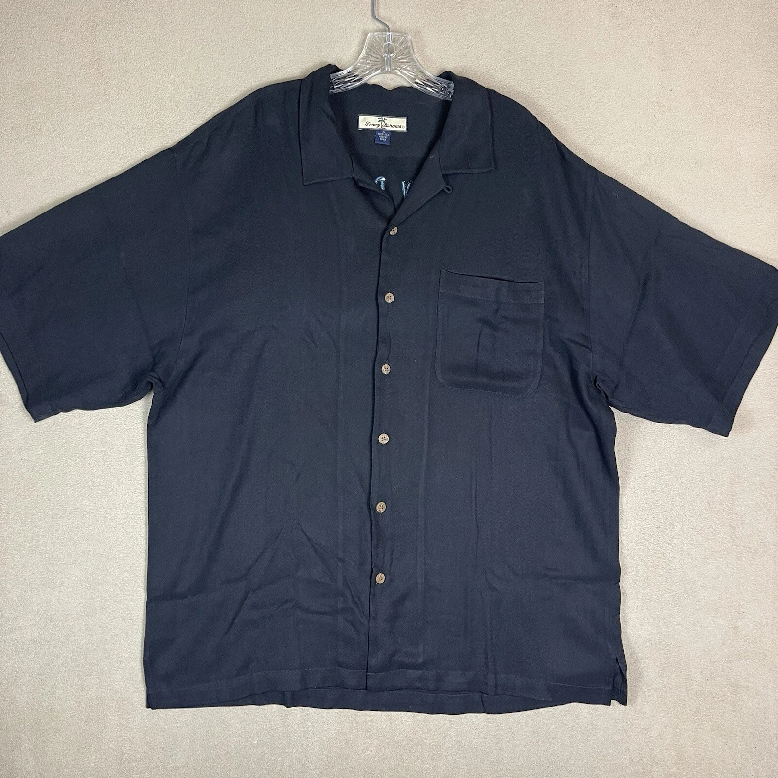 Tommy Bahama Shirt Mens XL Black Dining Dancing Diving Embroidered Silk Relaxed