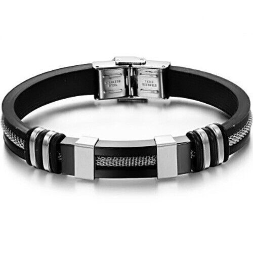 Pure steel plated snake patterned chain fashionable silicone bracelet AU - Picture 10 of 10