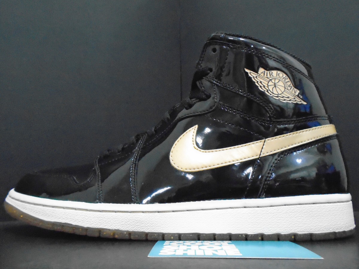 2013 NIKE AIR JORDAN 1 RETRO HIGH OG PATENT LEATHER BLACK WHITE