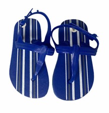 NEW Toddler Boys Blue Flip Flop Beach Sandals Adjustable Strap Size S 5-6