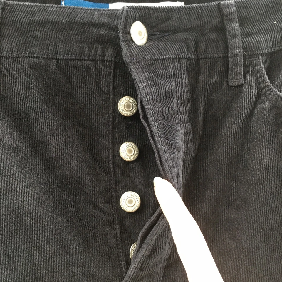 Old Navy Kicker Bootcut Corduroy Pants Womens 10 (actual 32x32) Black Button Fly - Image 3 of 4