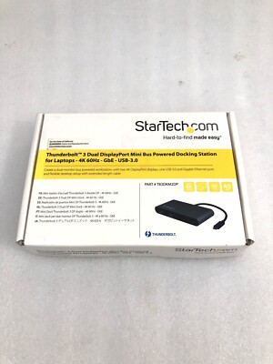 StarTech Thunderbolt 3 Dual DisplayPort Docking Station 4K 60Hz TB3DKM2DP