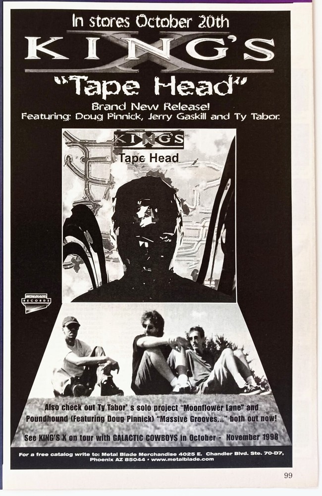 KING'S X TAPE HEAD~1998 ALBUM PROMO PRINT AD ADVERT MINI-POSTER PINUP CLIPPING
