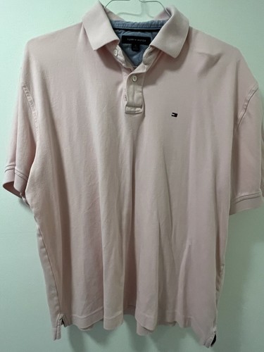Camisa Polo Tommy Hilfiger Logo Para Hombre XL Rosa Manga Corta Algodón - Imagen 11 de 12