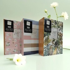 3 Patterned 6 x 4 Photo Album 100 Pocket Slip In 6 x 4 Inch Photo Holder Book