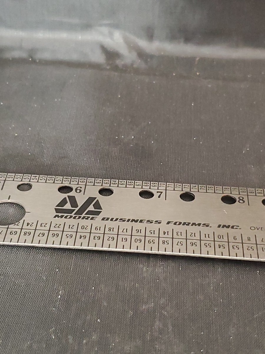 Vintage Moore Business Forms Co 16 inch Metal Ruler Template Holes | eBay