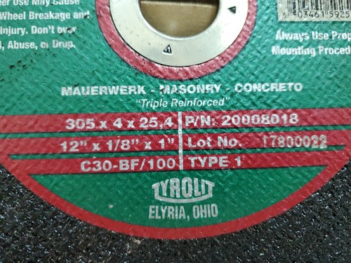 Confezione 10 XPERT TOOLS Lama Taglio Calcestruzzo Alta Velocità 12"x1/8"x1" TYROLIT Muratura - Foto 5 di 6