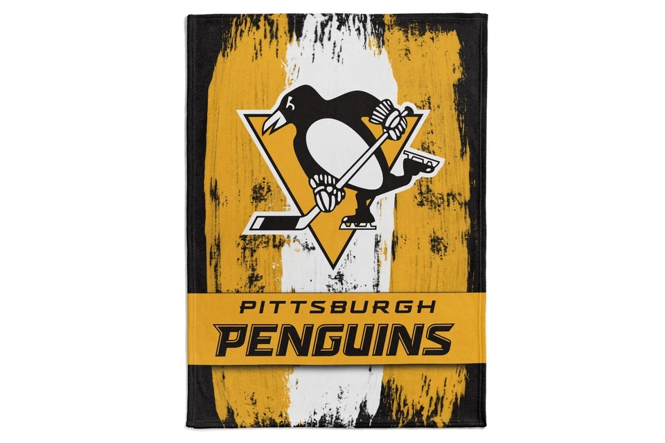 GREAT BRANDING NHL Kuscheldecke Pittsburgh Penguins Decke Fleece Throw Brush Blanket 150x200