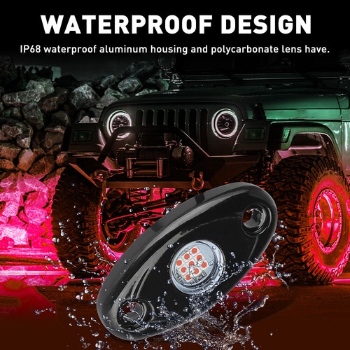 Red LED Rock Pods 4 Lights Underbody Light For JEEP Offroad Truck UTV ATV - Bild 5 von 12