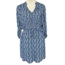 Anthropologie Maeve Long Sleeve Roll Tab Sleeve Geometric Short Dress