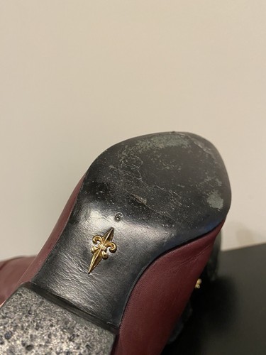 Botas para mujer POUR LA VICTORY de cuero topo a la rodilla puño alto borgoña talla 6 - Imagen 10 de 10