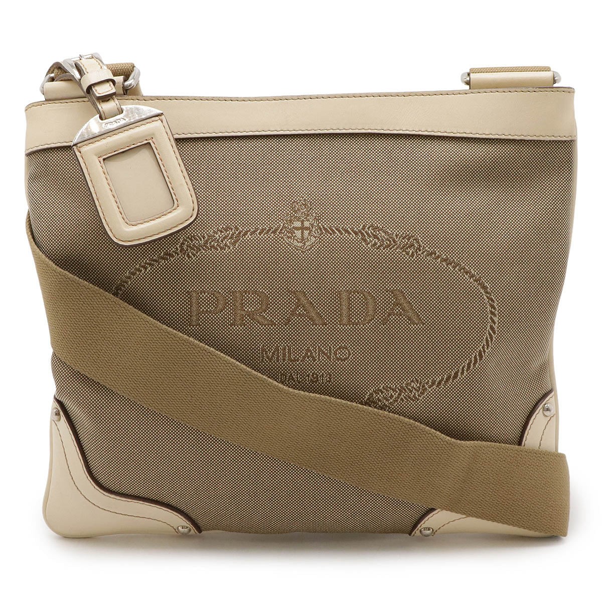 Prada Canvas and Leather Shoulder Bag for Women