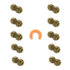 10 Pack 1/2" Push Fit Coupling W. Disconnect Clip 1/2 Push to Connect Coupling