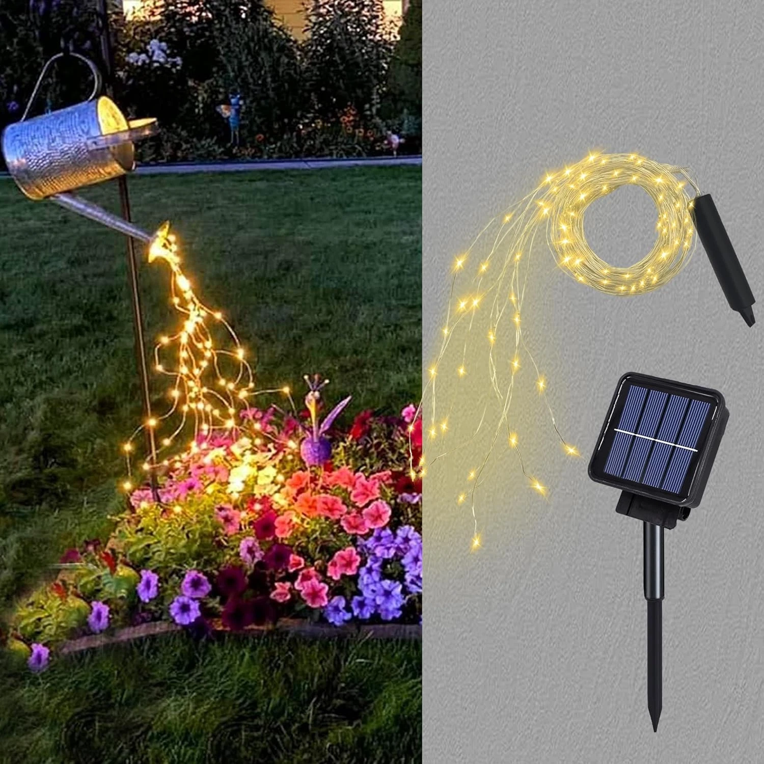 Solar Waterfall Fairy Bunch Lights Outdoor Waterproof 200LEDs 8 Modes Watering C