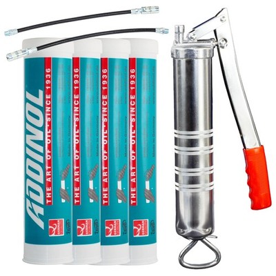 ADDINOL Hochtemperaturfett Hightemp EK 2 Lithium 4 X 400 g + Fettpresse BockTec
