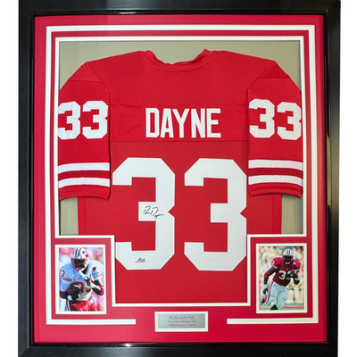 Framed Facsimile Autographed Ron Dayne 33x42 Wisconsin Red Reprint Laser Jersey