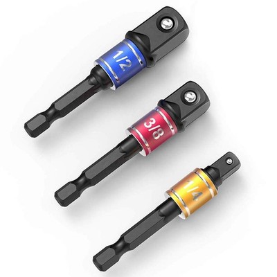 CIGOTU Socket Adapter Extension Set, 1/4, 3/8, 1/2 Inch Hex One Size, 3*black 