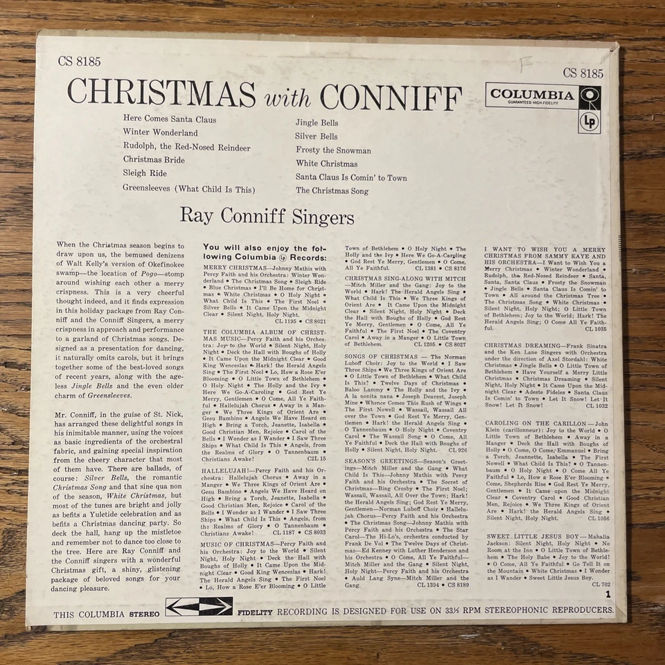 Ray Conniff / Christmas With Conniff LP Columbia 6 Eye Stereo Holiday VG+ Foto 4 de 4