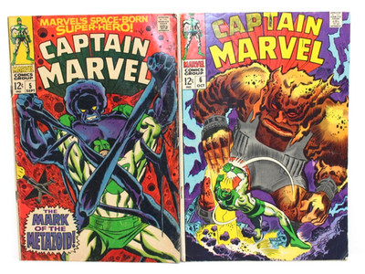 Marvel Comics: Super-Hero Captain Marvel #5 & #6 Good-VF Super Hero Action
