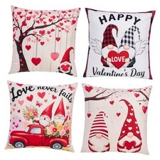 Valentines Pillow Covers 18x18 inch Set of 4, Red Love Heart Soft Valentine-1