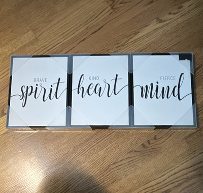 3-Piece Framed Quote Print Set  Brave Spirit   Kind Heart   Fierce Mind 