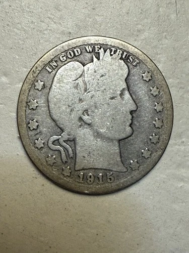 1915-D Barber Quarter – Denver Mint – 90% Silver – Vintage U.S. Coin