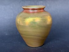 Lundberg Studios 1997 Gold Iridescent Dore Bud Vase RARE