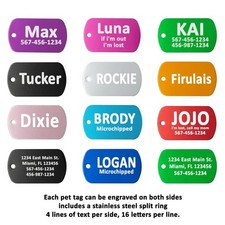 Custom Laser Engraved Dog Cat Pet ID Tag Double Sided Aluminum Military ID