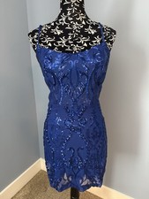 Windsor Dress M Blue Sequence Mesh Cocktail Party Homecoming