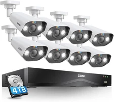 ZOSI 16CH 8MP 4K Spotlight PoE Security Camera System NVR with 4TB HDD