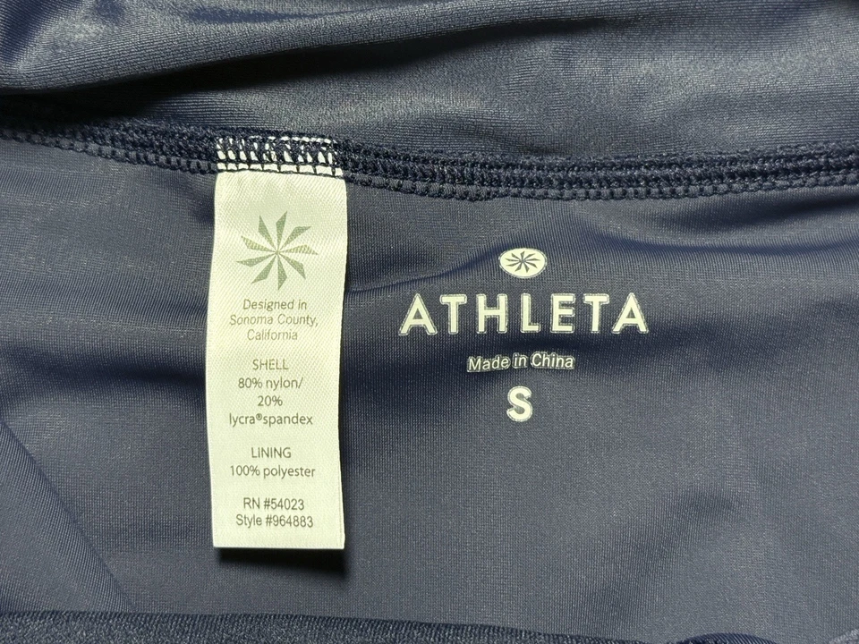 Athleta Swim Set 2 pc Blue Bandeau Top 34B/C SMALL Shirred Skirt Swimsuit - Image 4 of 4