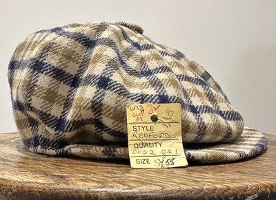 Vintage Aquascutum Redford Zeitungsjungenmütze Mütze Club Karo kariert Wolle Small 55 hergestellt in UK