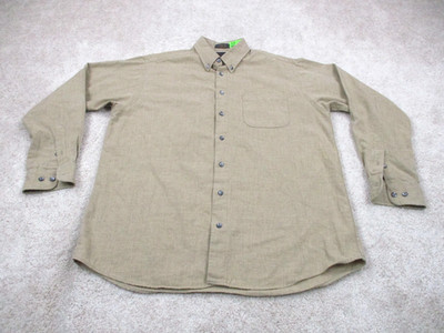 Viyella Shirt Mens Large L Brown Tan Cotton Wool Blend Casual Button Up