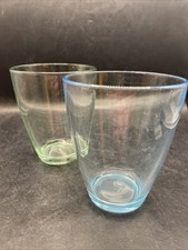 Bormioli Rocco Water/ Juice Glasses Blue/ Green 4.25” x 3.5” Italy Set Of 2