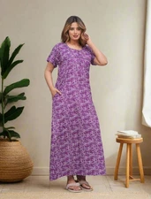 Women Cotton Nighty Gown Sleepwear Nightwear Maxi soft Night Suit Cotton Dress