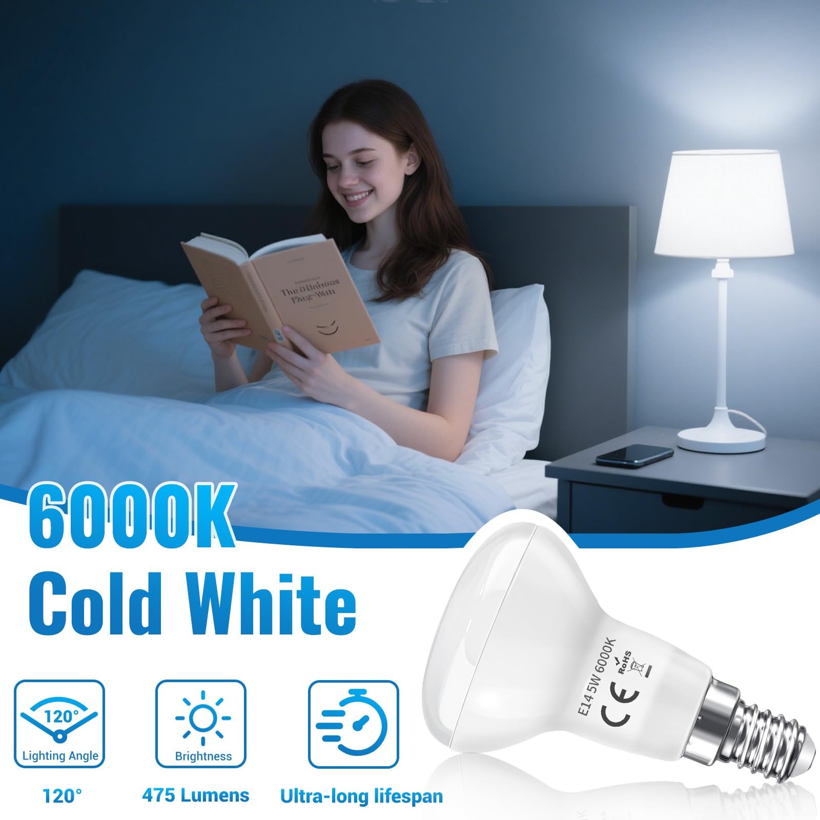 Ampoule LED R50 E14 replacement spot 40W anti scintillement couloir