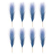 8 Pcs 17 Inch Faux Pampas Grass Artificial Boho Decor Gradient Dark Blue