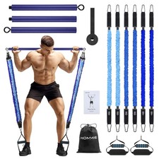 Portable Pilates Bar Kit with Resistance Bands for Home Gym Full-Body Workouts