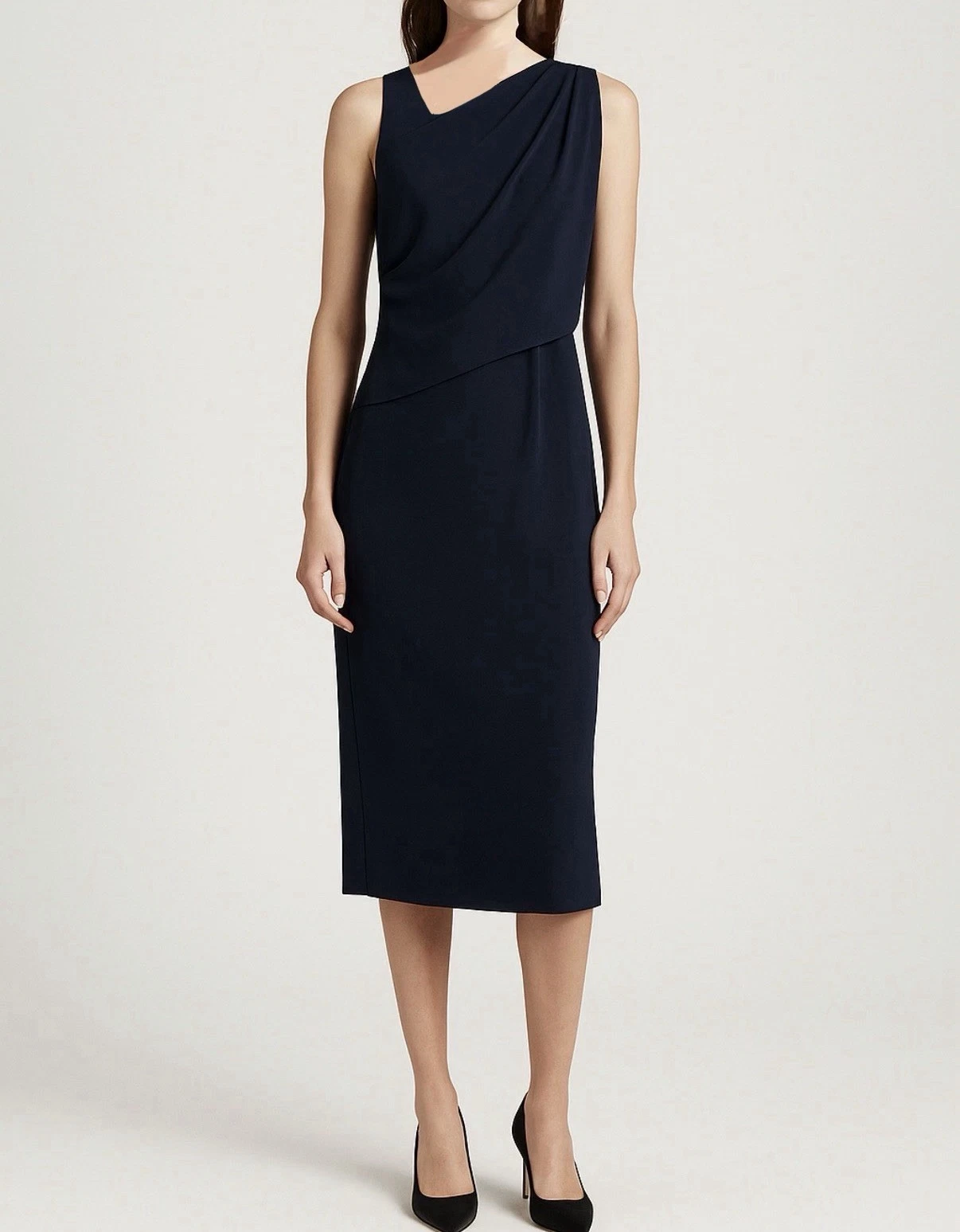 Givenchy — Genuine Givenchy L 12P Navy Draped Asymmetric Dress IT42 AU10 Tisci Era Cocktail