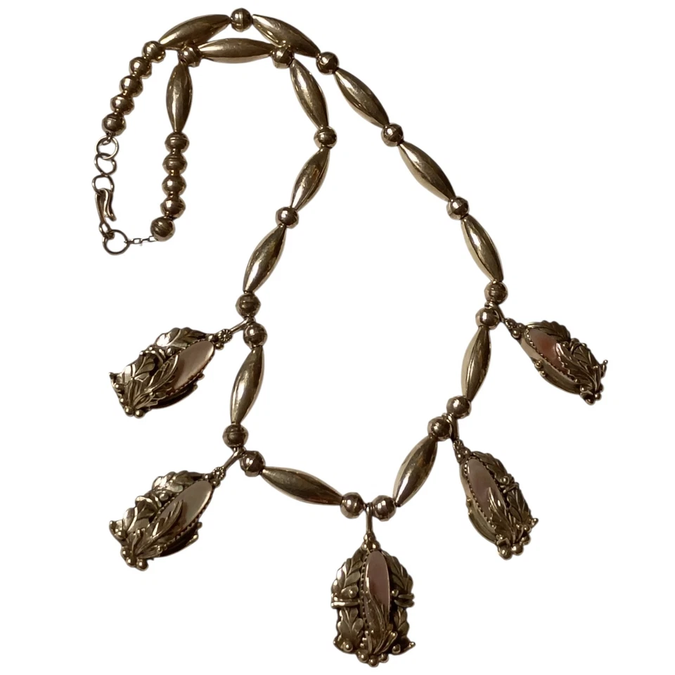 Importante collar navajo de plata esterlina LAWRENCE BACA madreperla  Foto 4 de 4