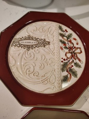 Grasslands Road Stoneware  Celebrate  Christmas Dessert 8'' Plate Candy Canes