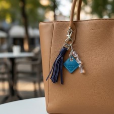 3/ 25 - Blue Tassel Purse Charm Beaded Keychain Bag Accessory