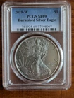 2019 W Burnished American Silver Eagle PCGS SP69 MILK SPOTS