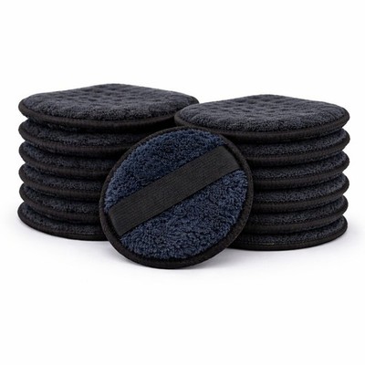 12PC 5'' Car Wax Applicator Pads Microfiber Detailing Polish Sponge w/ Hand Strap
