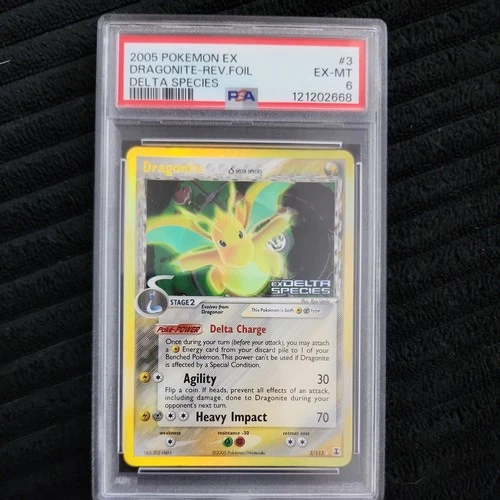 Pokémon TCG 2005 Dragonite (Delta Species) 3/113 Delta Species Reverse Holo PSA6
