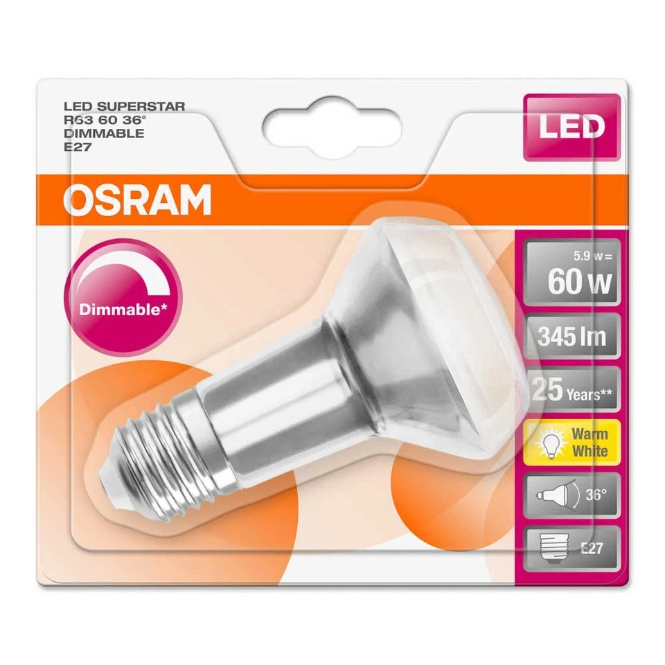 Osram LED Glas Reflektor R63 5,9W = 60W E27 927 warmweiß 2700K Ra>90 DIMMBAR - Bild 4 von 4